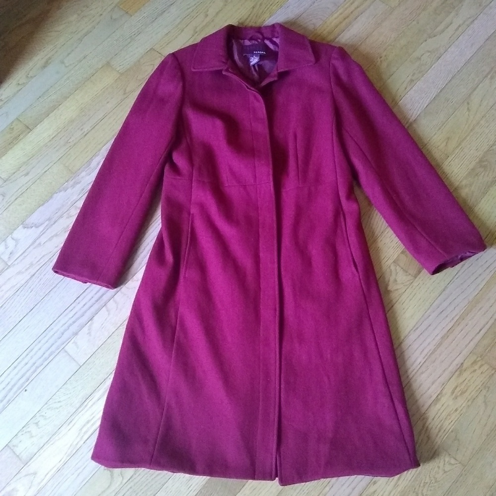 Merona red wool trench coat